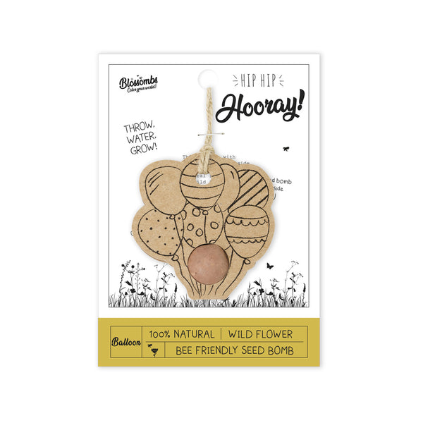 Blossombs Semínková bomba - Dárková dekorace "Hip hip hurá" - Balónky (1 ks)