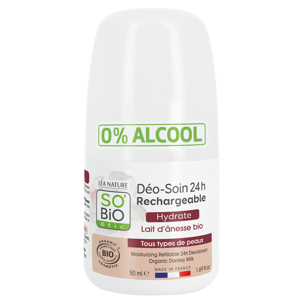SO’BiO étic Deodorant roll-on 24h hydratační s oslím mlékem - znovuplnitelný BIO (50 ml)