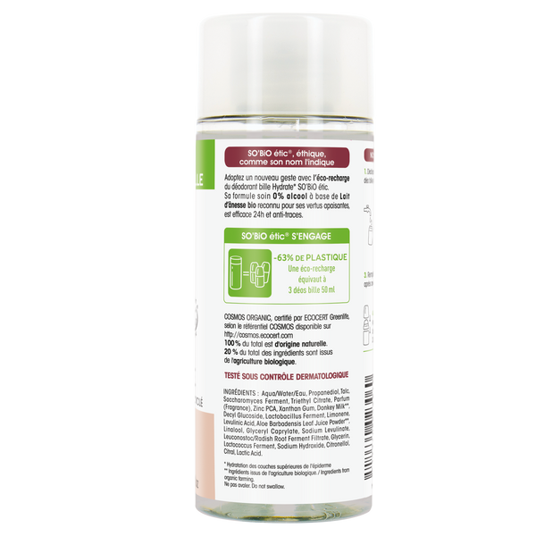 SO’BiO étic Náplň do deodorantu roll-on 24h hydratačního s oslím mlékem BIO (150 ml)
