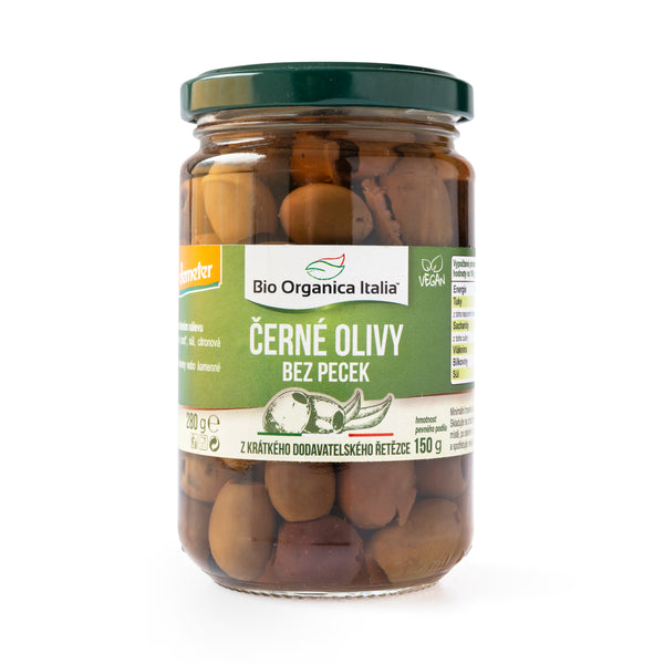 430145 Olivy černé ve slaném nálevu bez pecek 280 g BIO BIO ORGANICA ITALIA-1