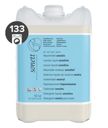 Sonett Univerzální tekutý prací gel na bílé i barevné prádlo Sensitive BIO (10 l) - pošk. obal