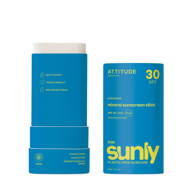 Attitude Dětský opalovací krém v tyčince SPF 30 bez vůně - celé tělo (60 g)