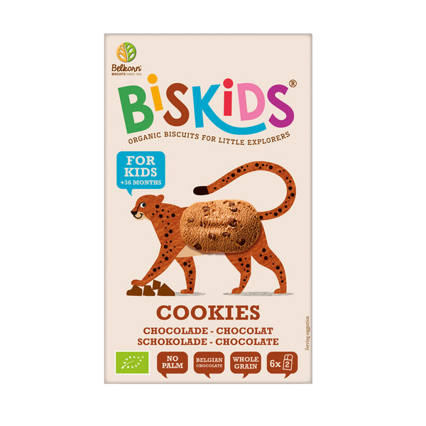630278 Sušenky celozrnné dětské s belgickou čokoládou 36M+ 120 g BIO BISKIDS-1