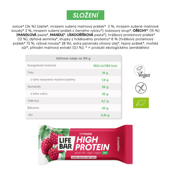 630290 Tyčinka Lifebar proteinová s malinami 40 g BIO LIFEFOOD-2