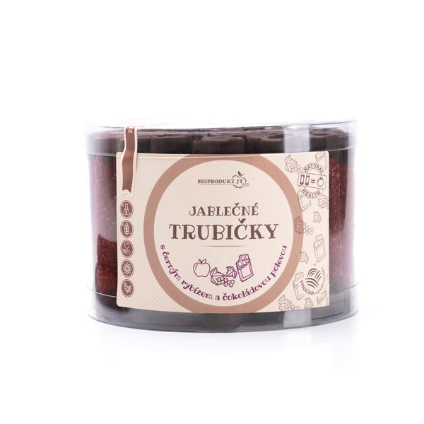 662192 Trubičky jablečné s černým rybízem a čokoládou dóza 540 g BIOPRODUKT JT-1