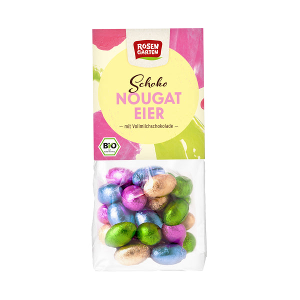 665286 Vajíčka z mléčné čokolády plněná nugátem 100 g BIO ROSENGARTEN-1