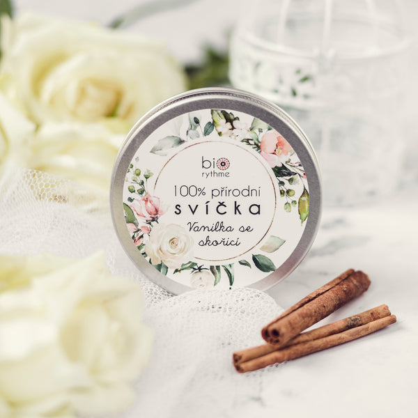 Biorythme Extravagantně přírodní svíčka - Vanilka se skořicí (70 g)
