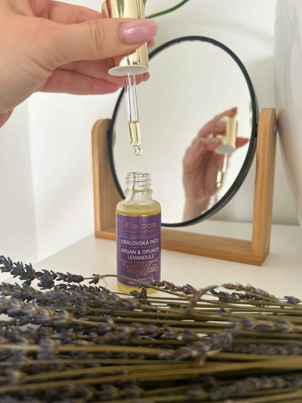 Saloos Pleťový olej Královská péče Argan & Opuncie BIO – Levandule (20 ml)