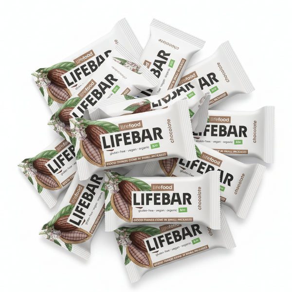 Lifefood Zvýhodněná sada 13 + 2 tyčinky mini zdarma - Lifebar čokoládová RAW BIO (15 x 25 g)