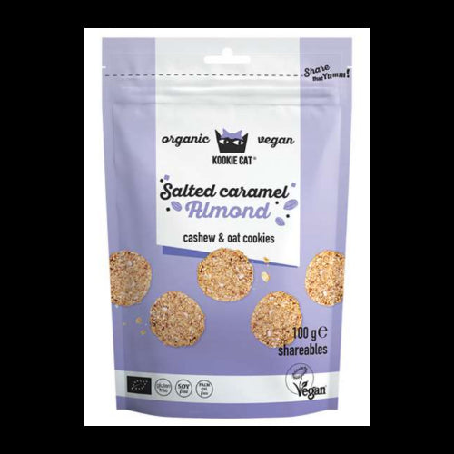 Kookie Cat Mini sušenky slaný karamel a mandle BIO (10 x 10 g)