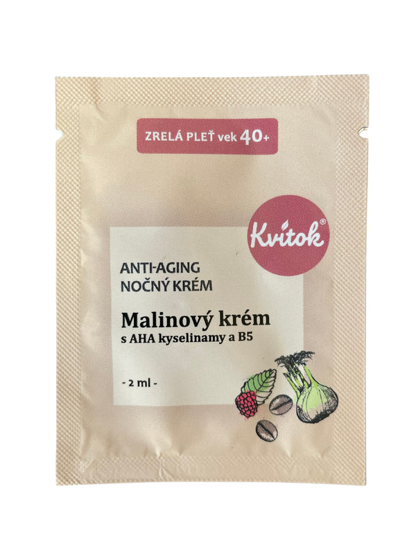 Kvitok Noční malinový krém pro zralou pleť 40+ - vzorek (2 ml)