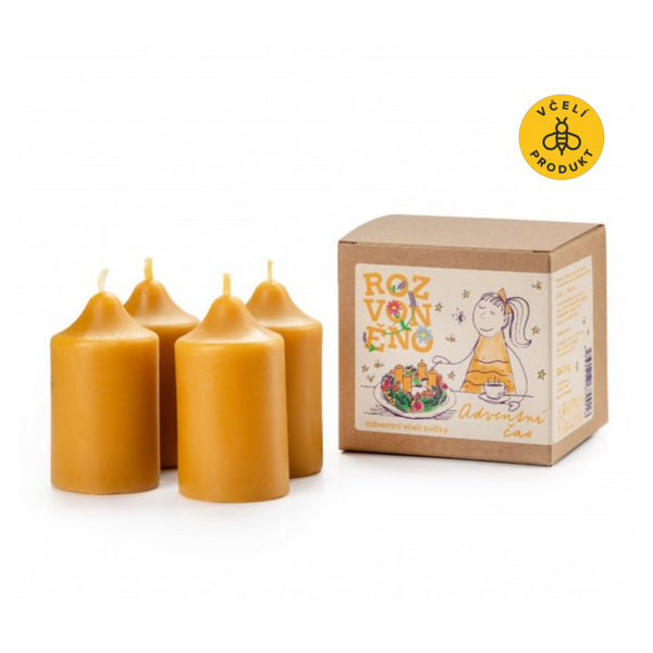 Rozvoněno Sada adventních svíček ze včelího vosku - Adventní čas (4 ks)