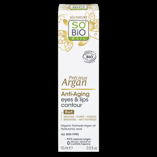 SO’BiO étic Anti-Age Precieux Argan Krém na okolí očí a rtů BIO (15 ml)