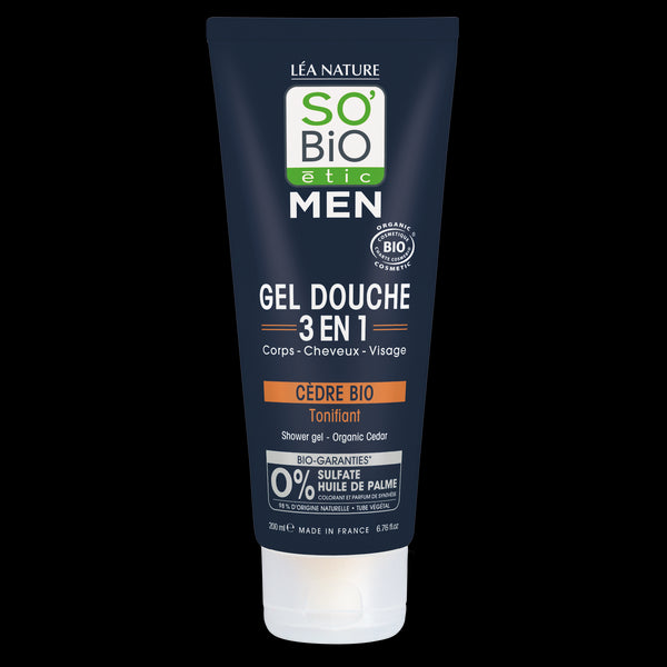 SO’BiO étic Gel sprchový MEN 3v1 - tonizující cedr BIO (200 ml)