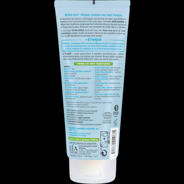 SO’BiO étic Mléko tělové extra hydratační s Aloe vera a hyaluronem BIO (200 ml)