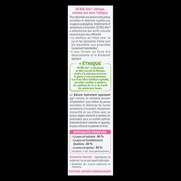 SO’BiO étic Sérum pleťové s Aloe vera - zklidnění a hydratace pro citlivou pleť BIO (30 ml)