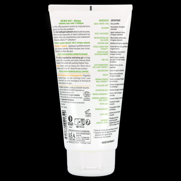 SO’BiO étic Gel pleťový exfoliační - Clean Yuzu BIO (150 ml)