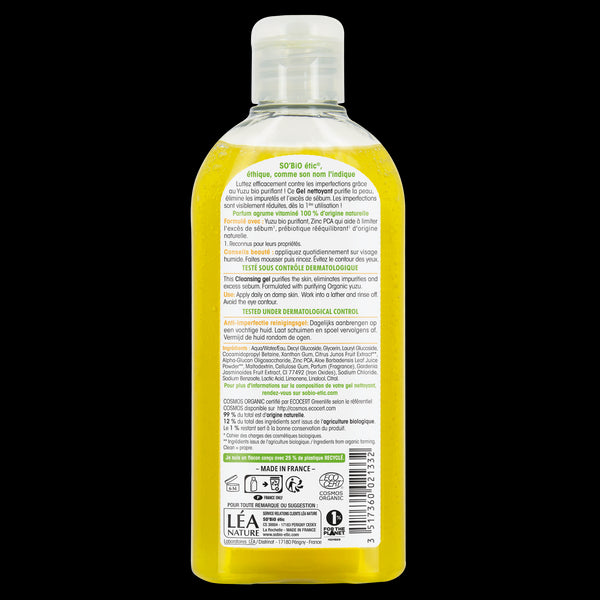 SO’BiO étic Gel čisticí proti nedokonalostem pleti - Clean Yuzu BIO (200 ml)