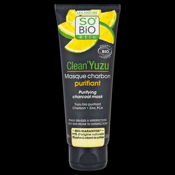 SO’BiO étic Maska pleťová čisticí s aktivním uhlím - Clean Yuzu BIO (75 ml)