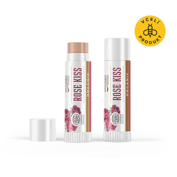 Wooden Spoon Balzám na rty Polibek růže BIO (4,3 ml)