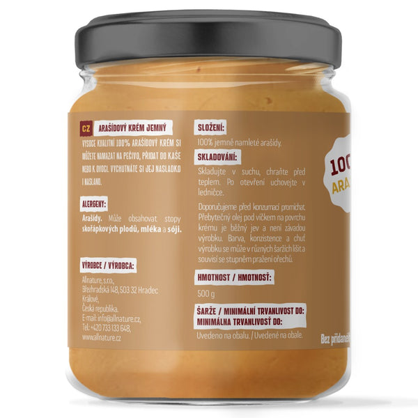 Allnature Arašídový krém jemný