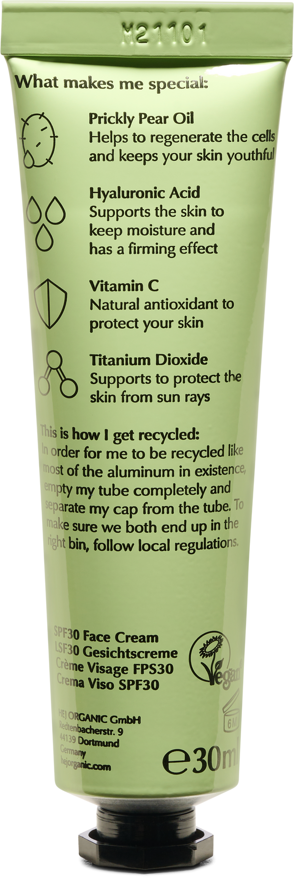 Hej Organic Ochranný a vyživující pleťový krém s SPF 30 (30 ml)