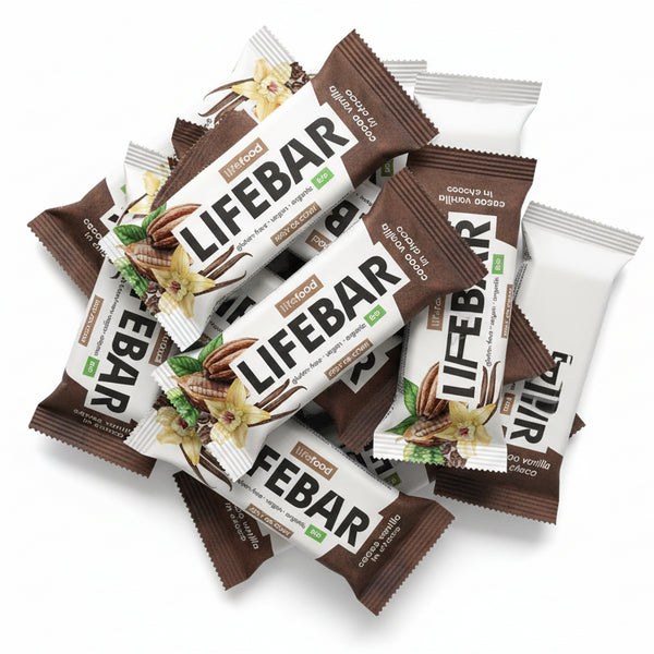 Lifefood Zvýhodněná sada 13 + 2 tyčinky zdarma - Lifebar InChoco vanilková s kakaovými boby RAW BIO (15 x 40 g)