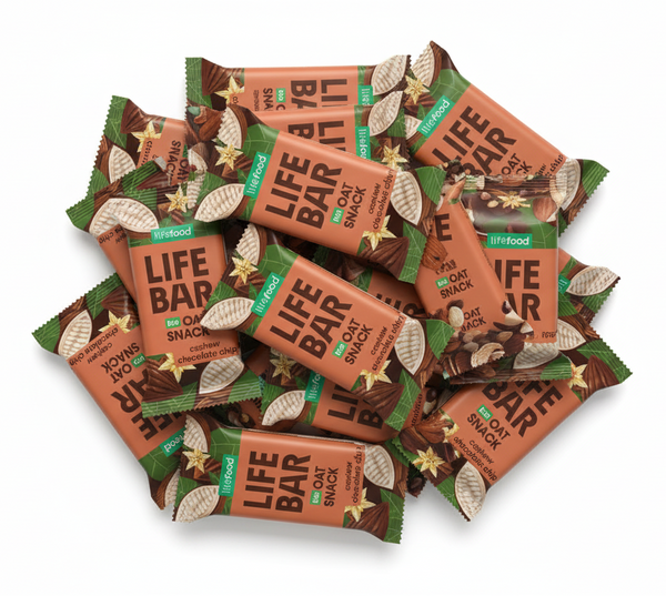 Lifefood Zvýhodněná sada 13 + 2 tyčinky zdarma - Lifebar Oat Snack Chocolate Chip BIO (15 x 40 g)