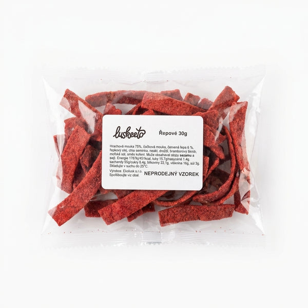 Luskeeto Krekry luštěninové s červenou řepou - vzorek (30 g)