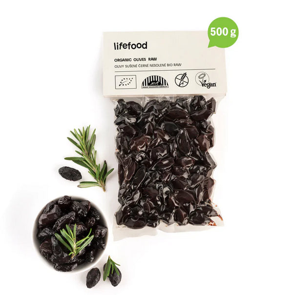 Lifefood Olivy Botija černé sušené bez pecek RAW BIO