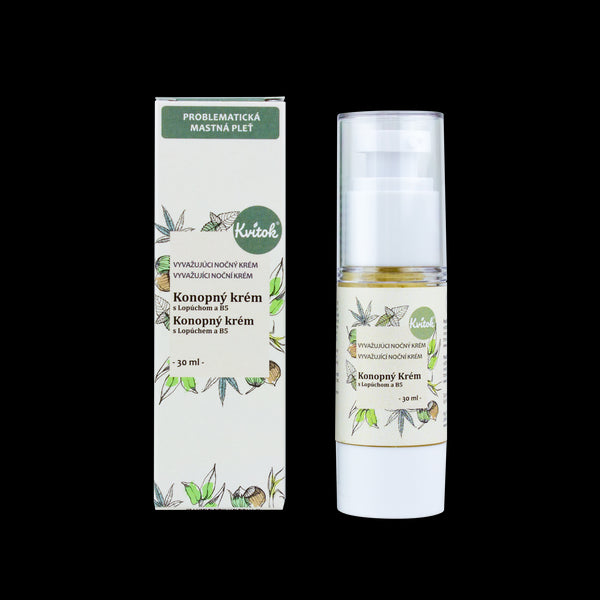 Kvitok Noční konopný krém pro mastnou pleť (30 ml)