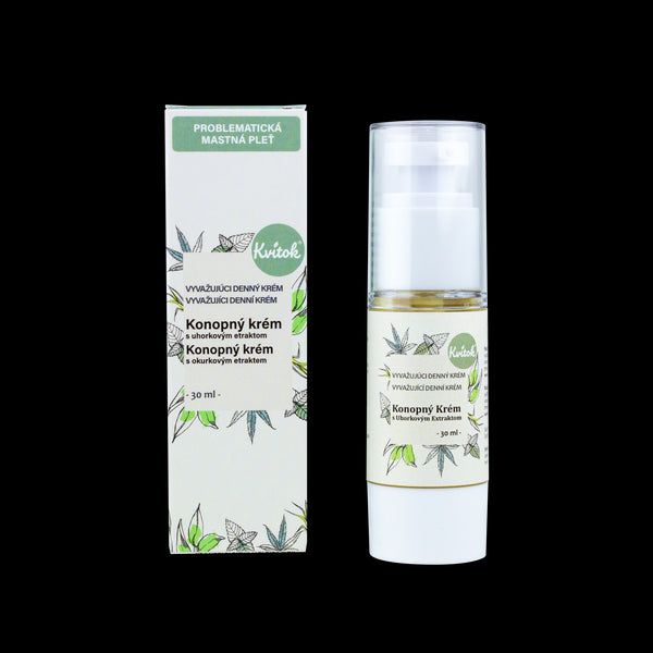 Kvitok Denní konopný krém pro mastnou pleť - vzorek (2 ml)