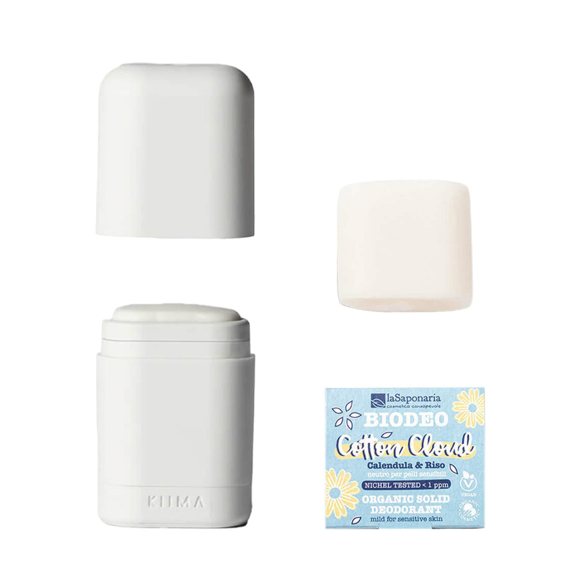 laSaponaria Zvýhodněná sada Tuhý deodorant Cotton Cloud s aplikátorem