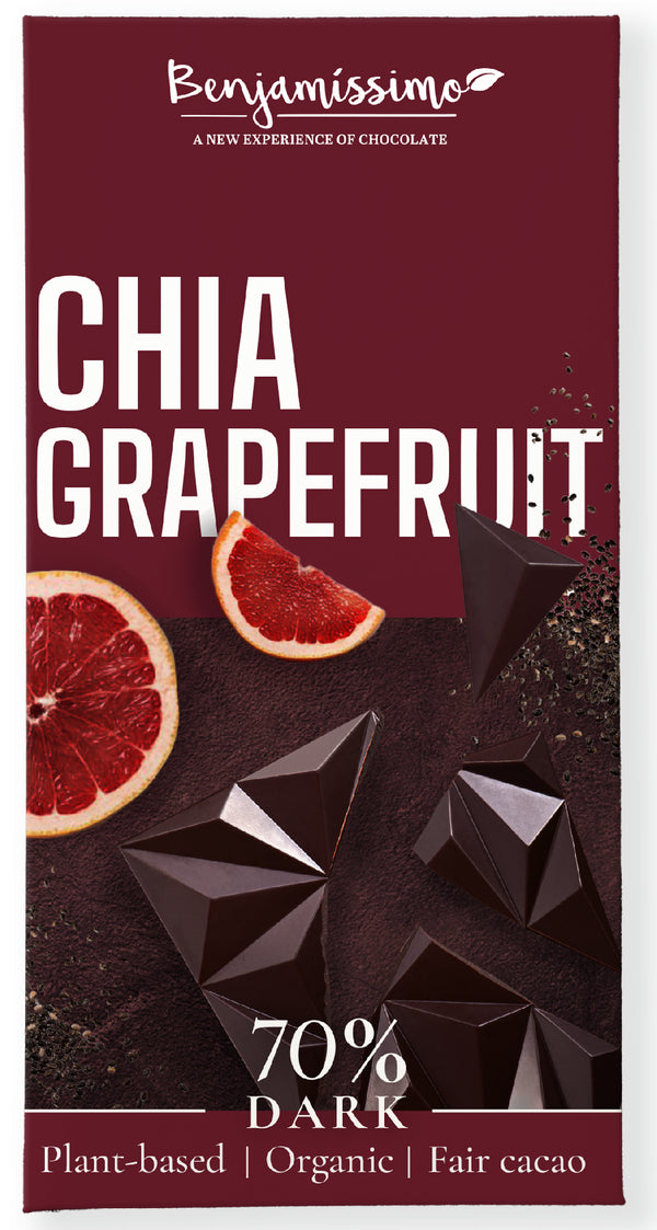 Benjamíssimo Tmavá čokoláda 70% Chia & grapefruit BIO (60 g)