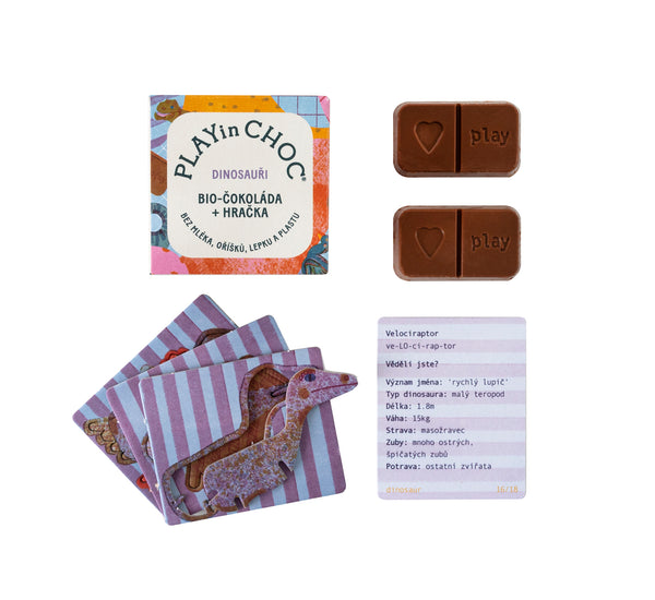 PLAYinCHOC Čokoláda Dinosauři BIO (20 g)