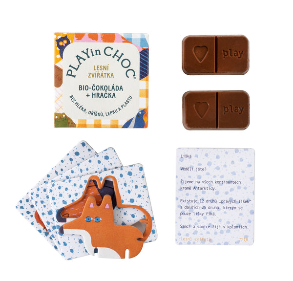 PLAYinCHOC Čokoláda Lesní zvířátka BIO (20 g)