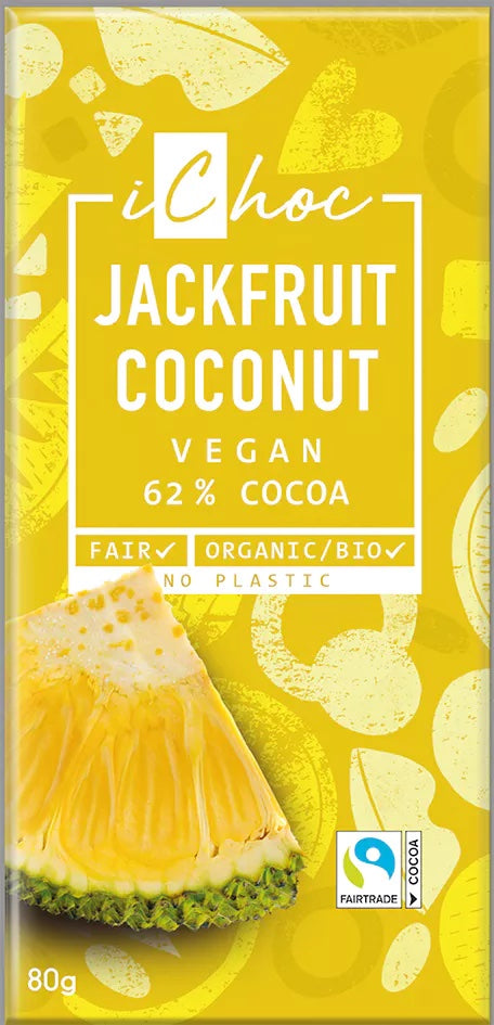 iChoc Tmavá čokoláda s jackfruitem a kokosem BIO (80 g)