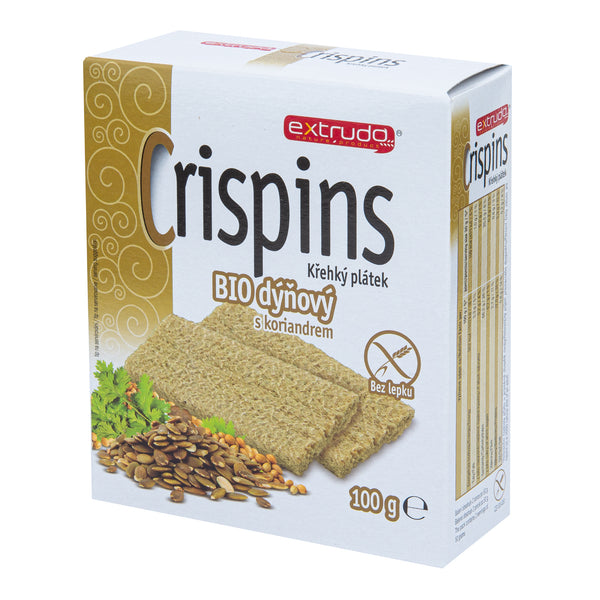 610054 Chlebíček dýňový s koriandrem Crispins bezlepkový 100 g BIO EXTRUDO-1