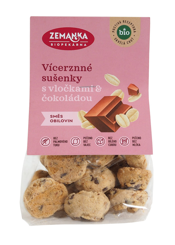 630188 Sušenky vícezrnné s vločkami a čokoládou 100 g BIO ZEMANKA-2