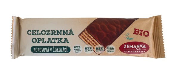630195 Oplatka celozrnná z jednozrnky kokosová v čokoládě 40 g BIO ZEMANKA-2