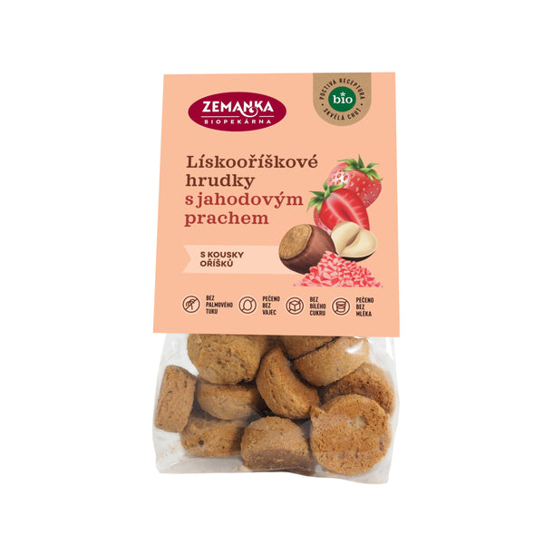 630404 Hrudky lískooříškové s jahodovým prachem 100 g BIO ZEMANKA-1