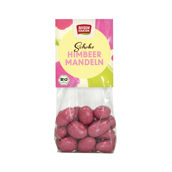 665318 Mandle v mléčné a bílé čokoládě s malinami 100 g BIO ROSENGARTEN-1