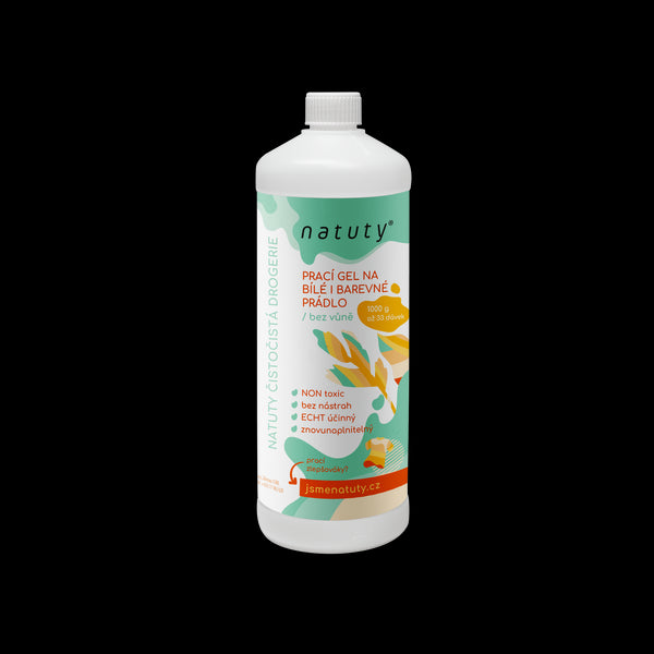 Natuty Prací gel na bílé i barevné prádlo bez vůně (1 l)
