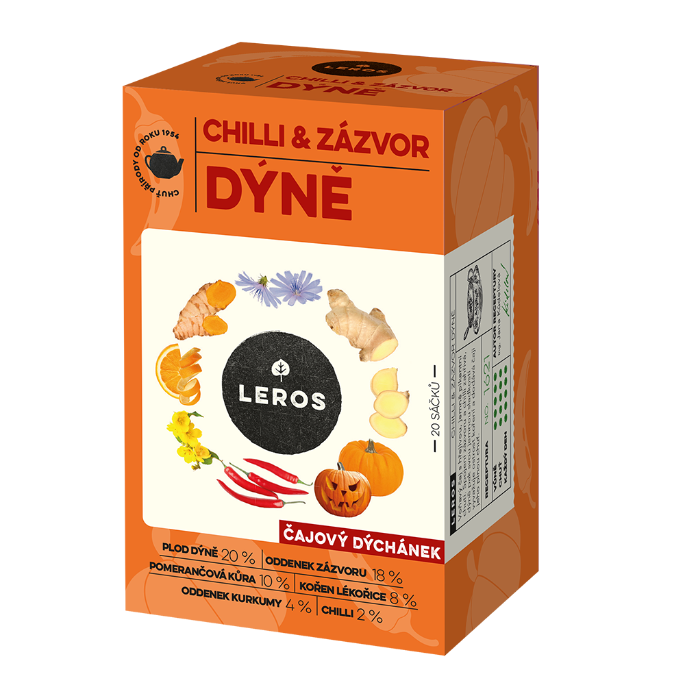 LEROS Čajový dýchánek Chilli, zázvor & dýně - nálev. sáčky (20 x 2 g)