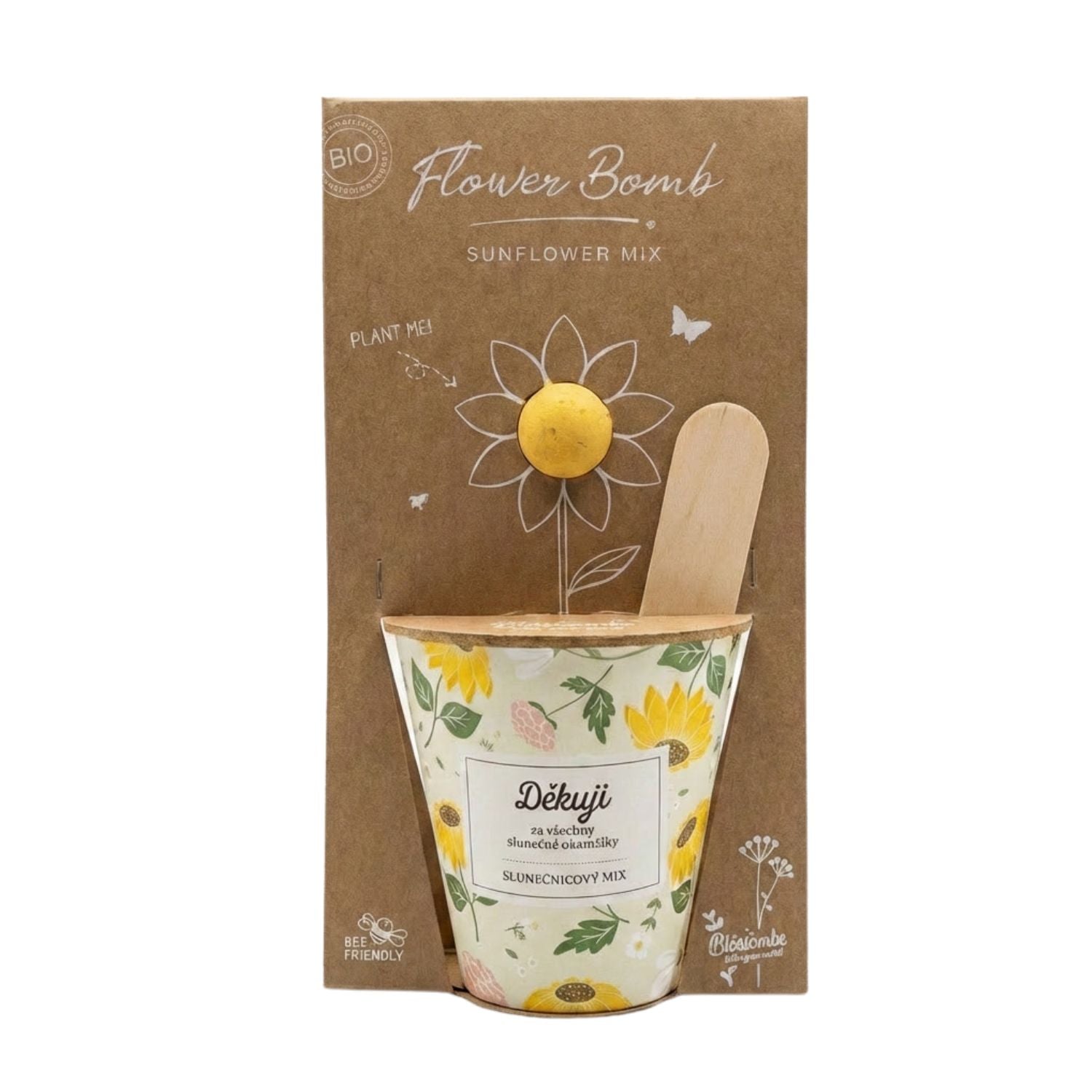 Blossombs Semínková bomba s květináčem - Děkuji - slunečnicový mix