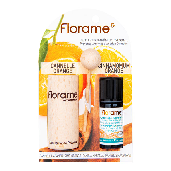 932056 Difuzér provensálský dřevěný + éterický olej Skořice-pomeranč 10 ml BIO FLORAME-1