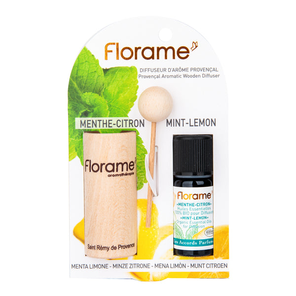 932062 Difuzér provensálský dřevěný + éterický olej Máta-citron 10 ml BIO FLORAME-1