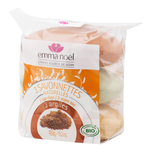 941252 Mýdlo rostlinné jíl 3x150 g BIO EMMA NOËL-2