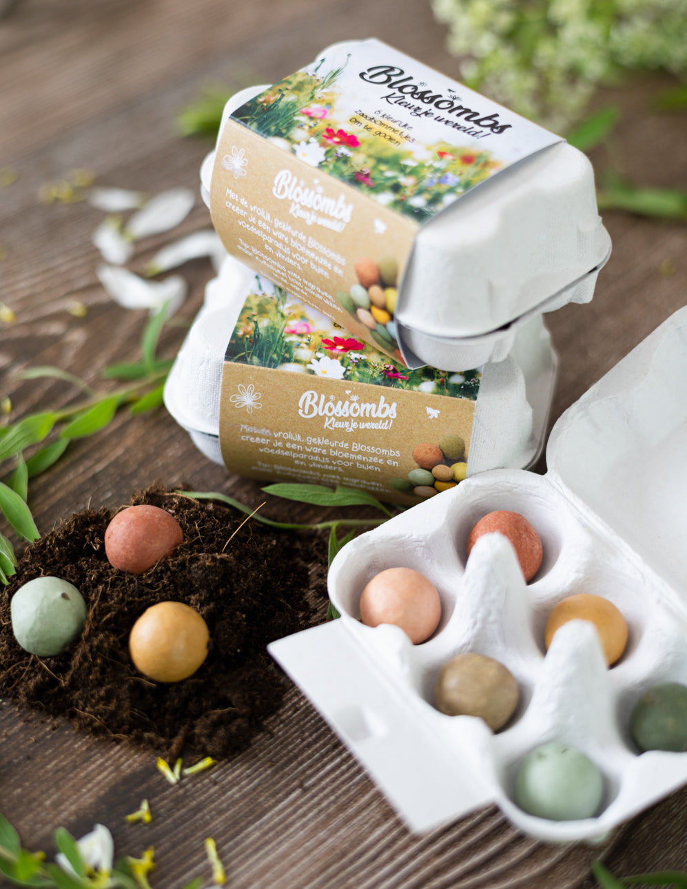 Blossombs Semínkové bomby - Dárkový box na vajíčka - Kytice (6 ks)
