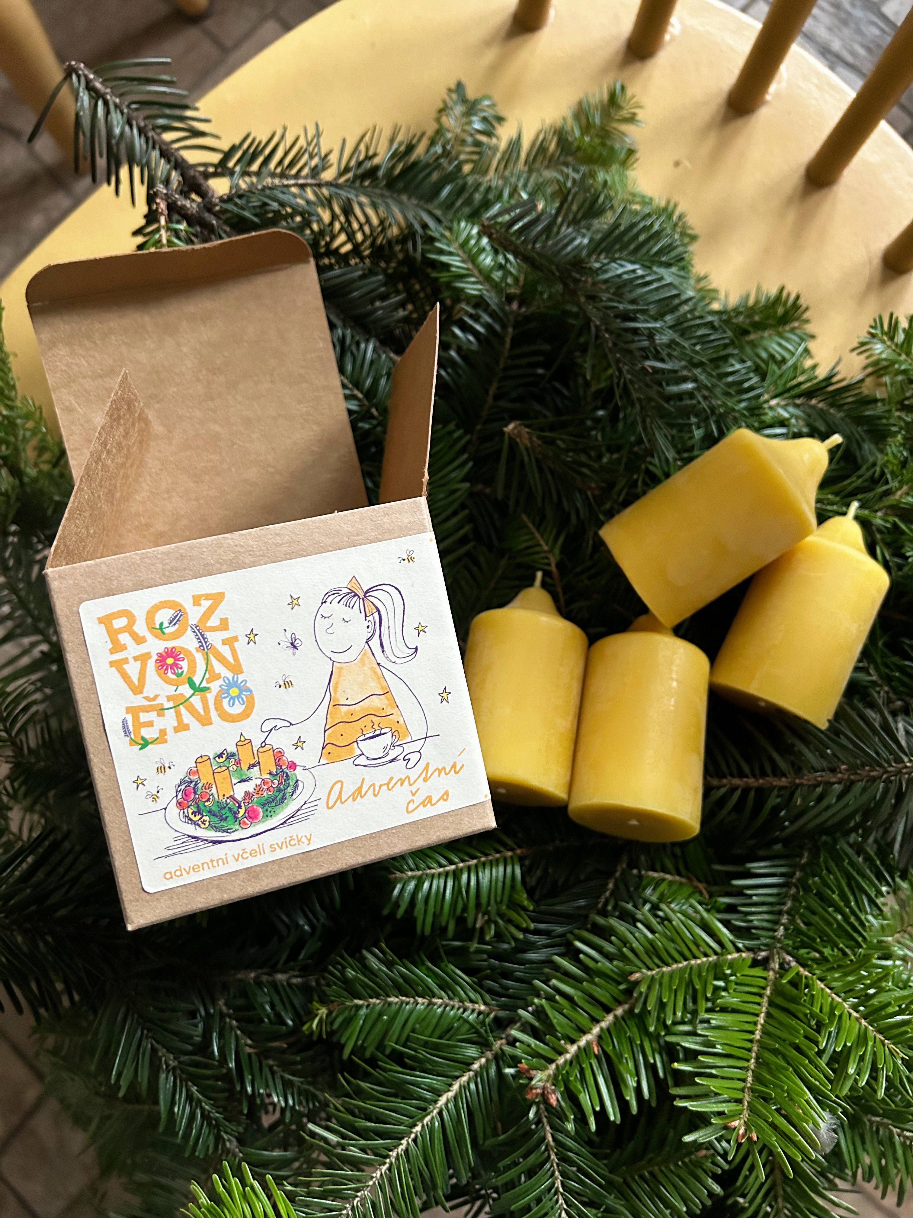 Rozvoněno Sada adventních svíček ze včelího vosku - Adventní čas (4 ks)